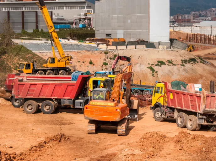 Bulk materials being delivered to a job site