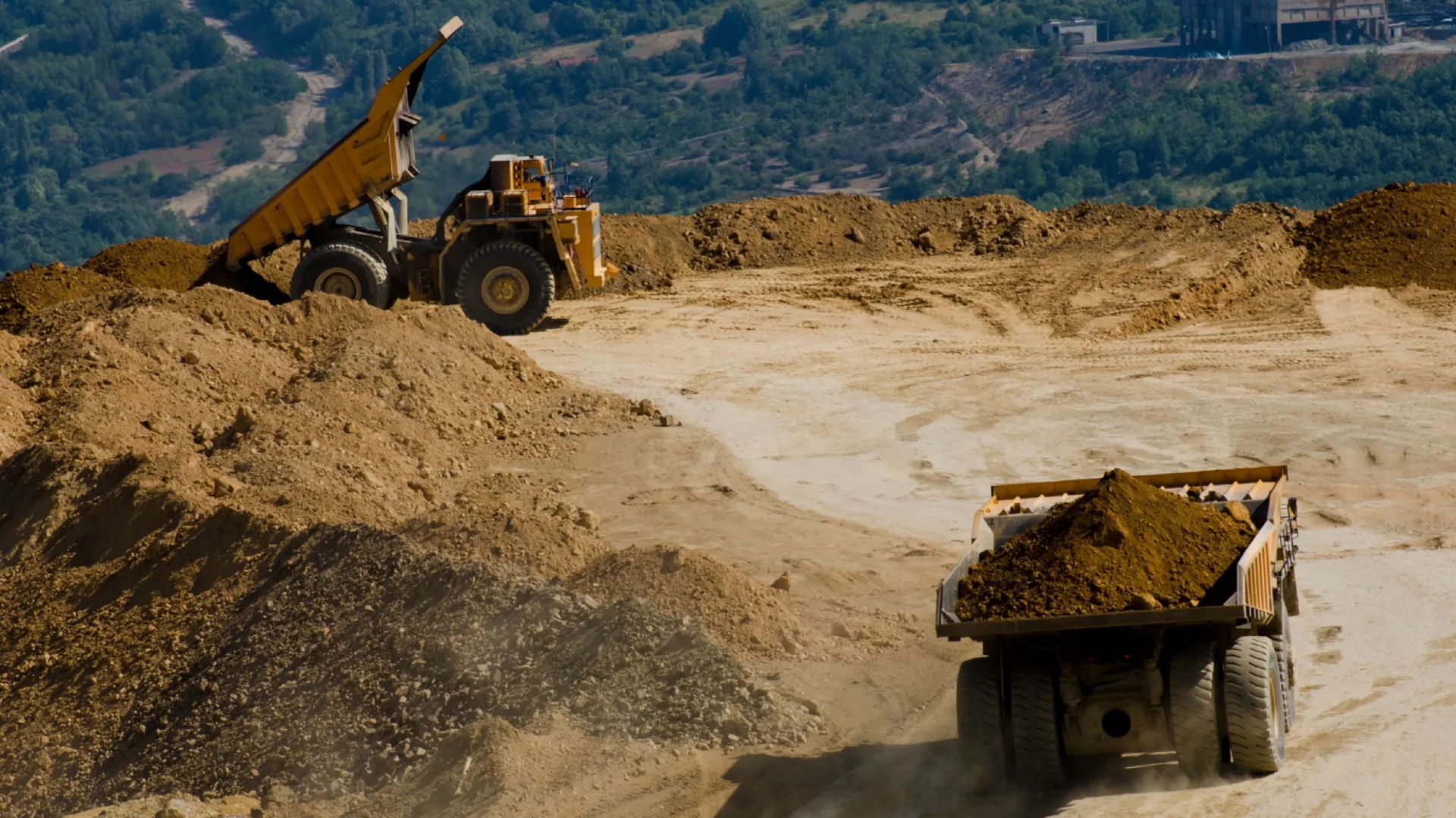 Aggregates pile at a reclamation yard